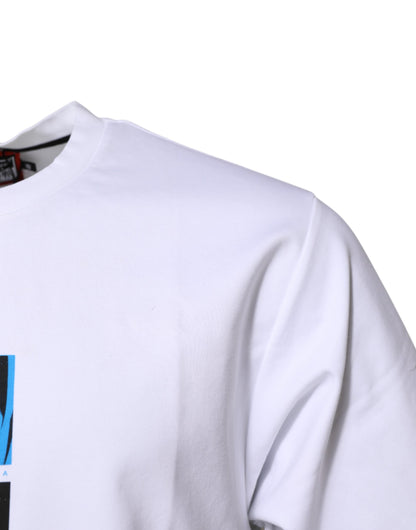 Dolce &amp; Gabbana – Weißes Baumwoll-T-Shirt mit Rundhalsausschnitt und Grafikdruck