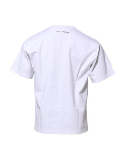 Dolce &amp; Gabbana – Weißes Baumwoll-T-Shirt mit Rundhalsausschnitt und Grafikdruck