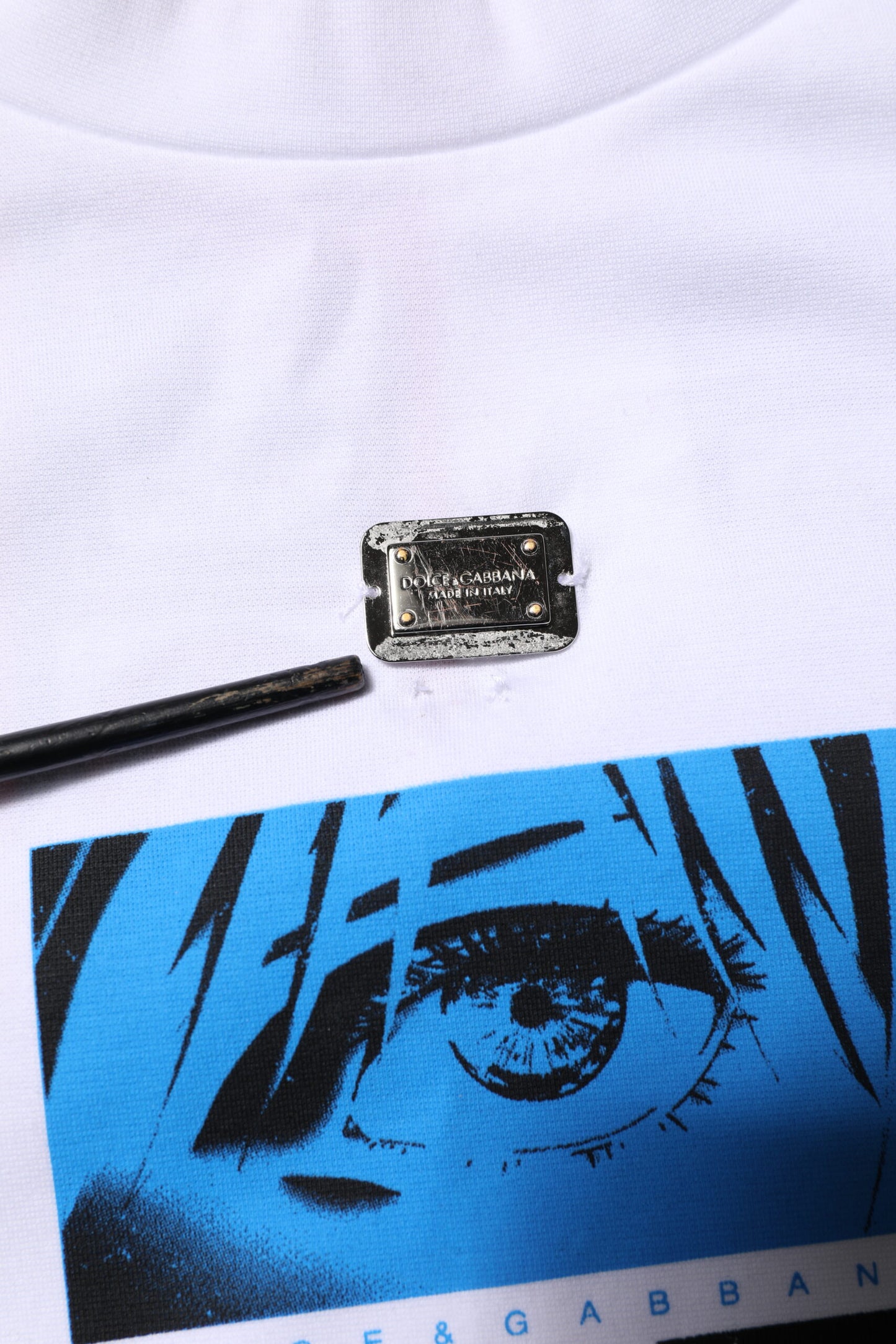 Dolce &amp; Gabbana – Weißes Baumwoll-T-Shirt mit Rundhalsausschnitt und Grafikdruck