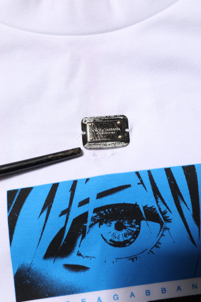 Dolce &amp; Gabbana – Weißes Baumwoll-T-Shirt mit Rundhalsausschnitt und Grafikdruck