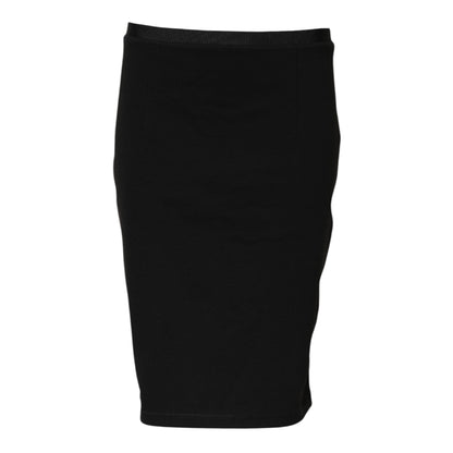 GF Ferre Black Polyester Pencil Cut Knee Length Skirt