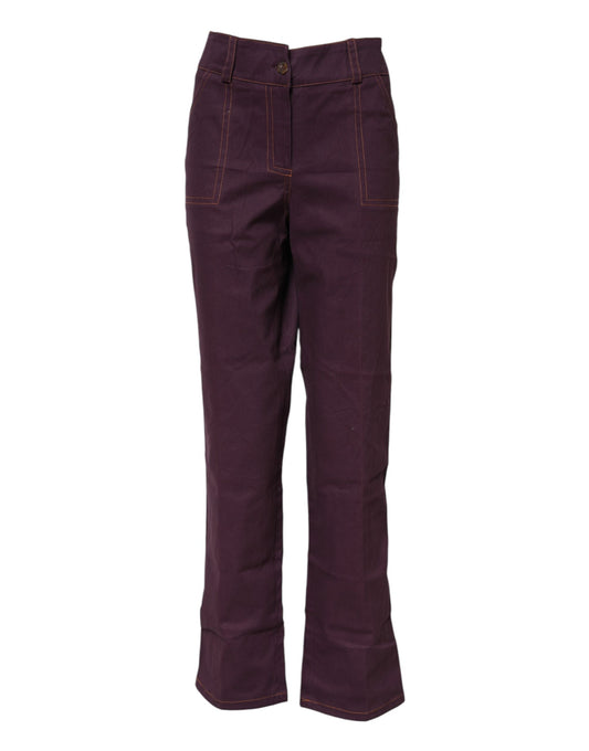 BENCIVENGA – Violette, hoch taillierte, schmal zulaufende Hose