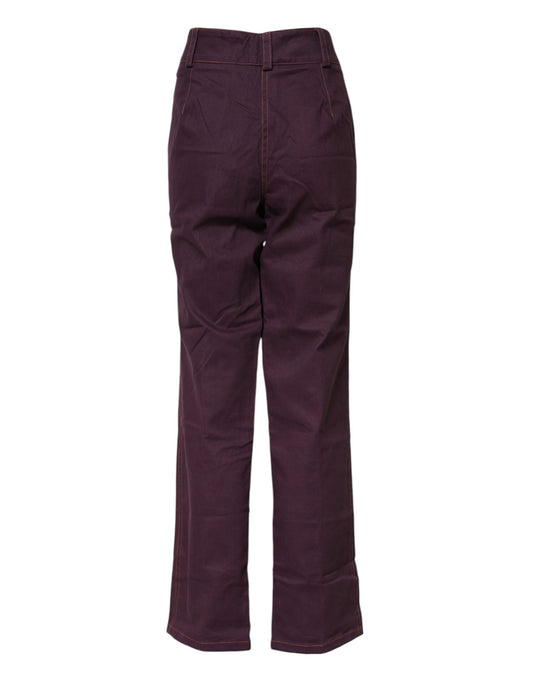 BENCIVENGA – Violette, hoch taillierte, schmal zulaufende Hose
