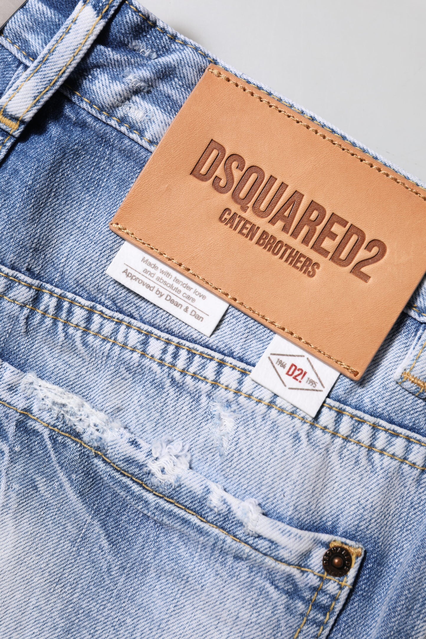 Dsquared² Blue Washed High Waist Wide Leg Jeans