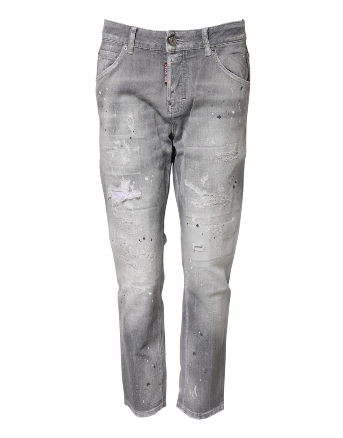 Dsquared² Grau verwaschene Tapered-Jeans mit mittlerer Taille