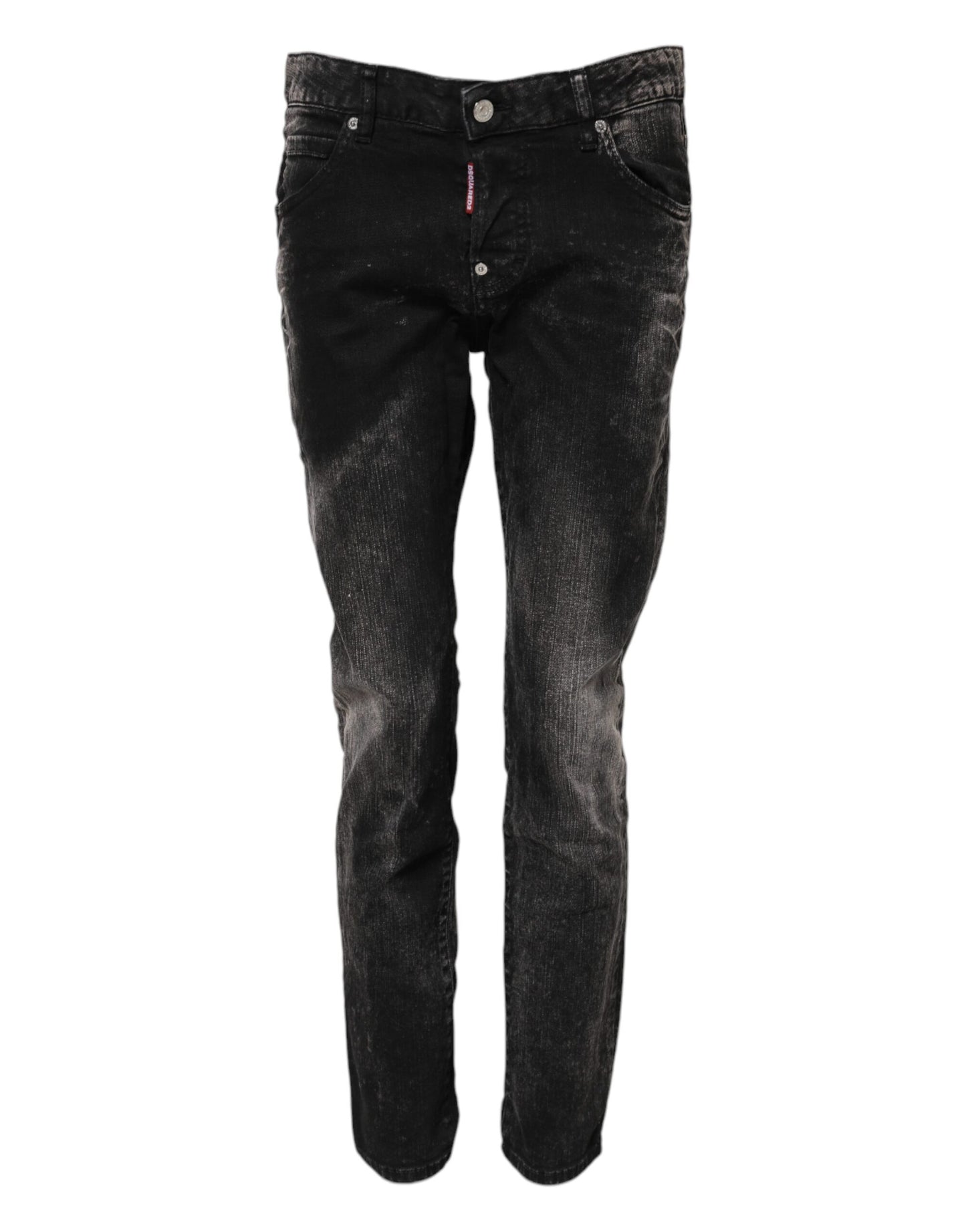 Dsquared² – Schwarze, verwaschene Tapered-Jeans aus Denim mit mittlerer Taille