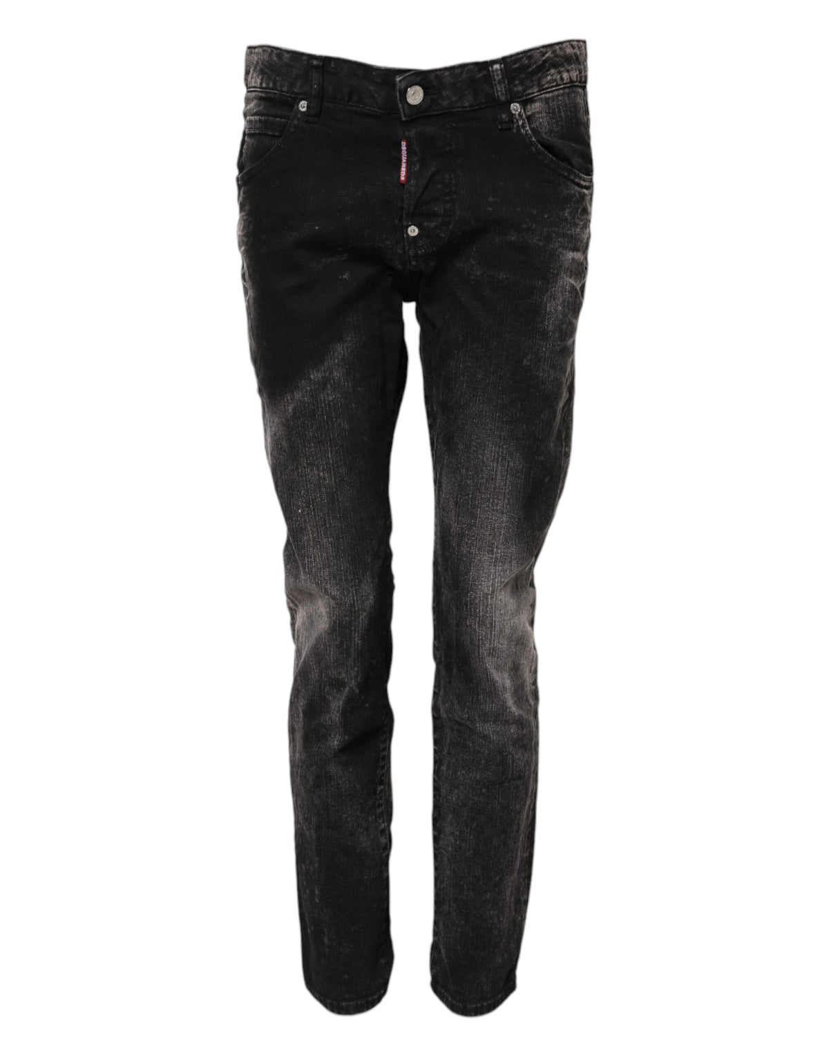 Dsquared² – Schwarze, verwaschene Tapered-Jeans aus Denim mit mittlerer Taille