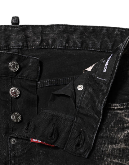 Dsquared² – Schwarze, verwaschene Tapered-Jeans aus Denim mit mittlerer Taille