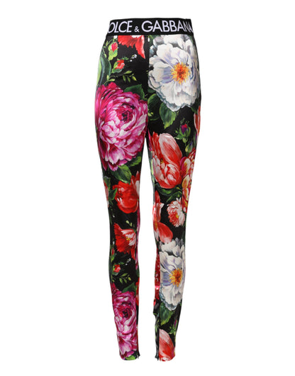Dolce &amp; Gabbana – Leggings mit mehrfarbigem Blumenmuster und Stretchbund