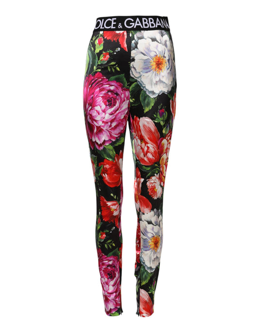 Dolce &amp; Gabbana – Leggings mit mehrfarbigem Blumenmuster und Stretchbund