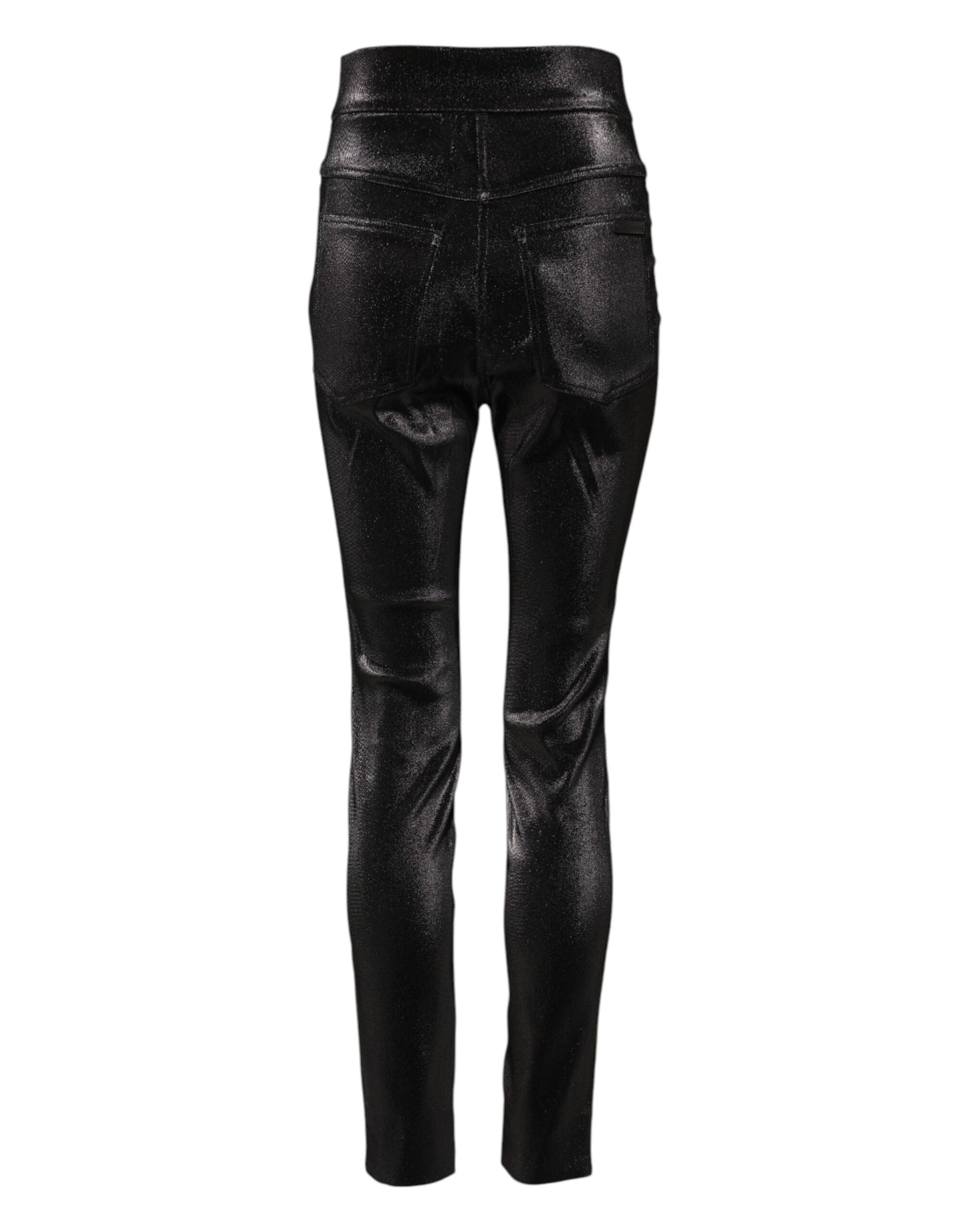 Dolce &amp; Gabbana Schwarze Stretch-Hose aus silbernem Lurexfaden aus Baumwolle