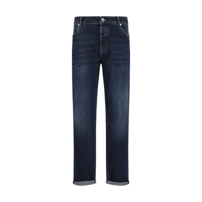 Brunello Cucinelli Blaue Baumwoll-Jeans mit geradem Bein