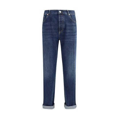 Brunello Cucinelli Blaue Baumwoll-Jeans mit geradem Bein