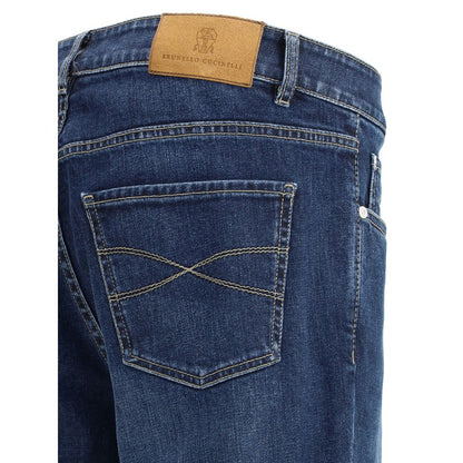 Brunello Cucinelli Blaue Baumwoll-Jeans mit geradem Bein
