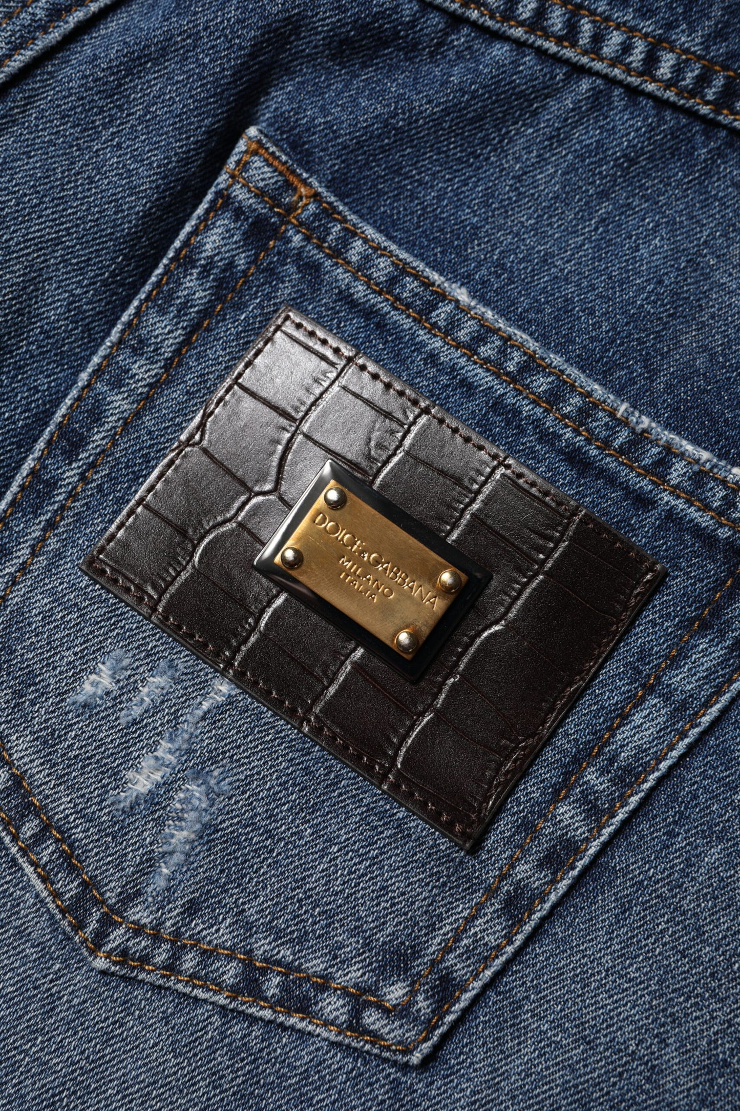 Dolce &amp; Gabbana Blaue Bermudashorts aus zerfetztem Baumwolldenim