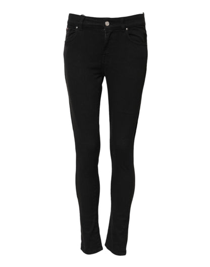 Dolce &amp; Gabbana – Schwarze Skinny-Jeans aus Baumwolle mit mittlerer Taille
