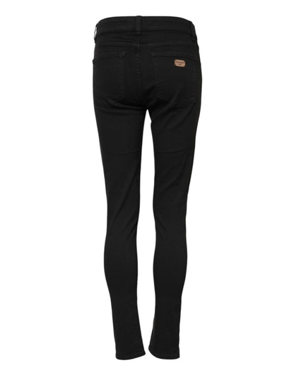 Dolce &amp; Gabbana – Schwarze Skinny-Jeans aus Baumwolle mit mittlerer Taille