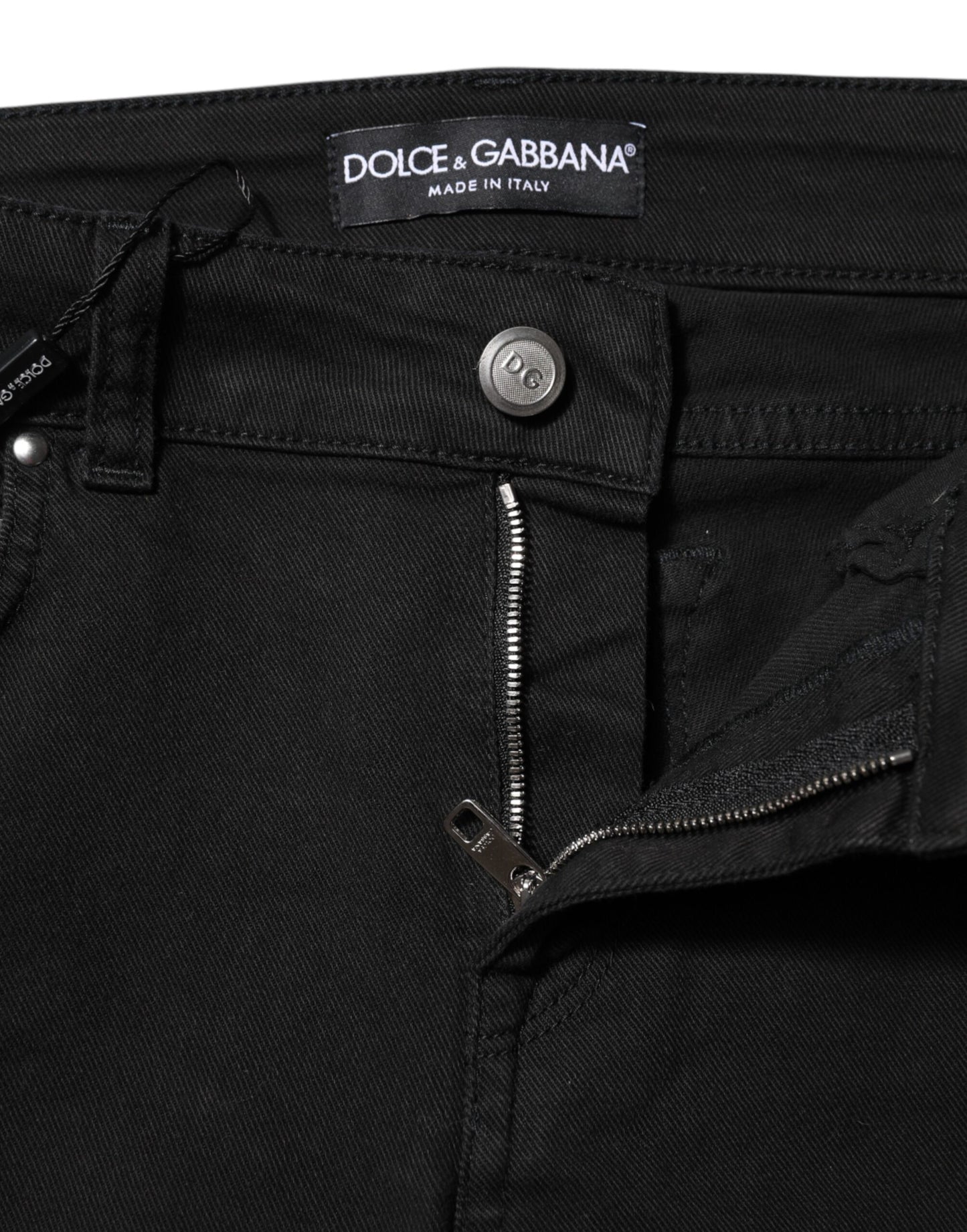 Dolce &amp; Gabbana – Schwarze Skinny-Jeans aus Baumwolle mit mittlerer Taille