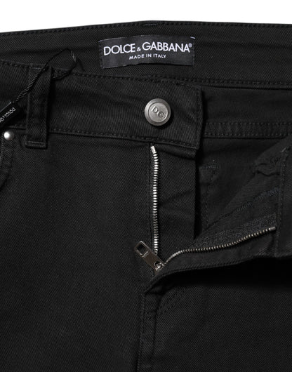 Dolce &amp; Gabbana – Schwarze Skinny-Jeans aus Baumwolle mit mittlerer Taille