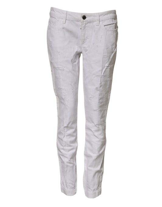 Dolce &amp; Gabbana – Weiße Jeans aus Baumwolle mit mittlerer Taille für Damen