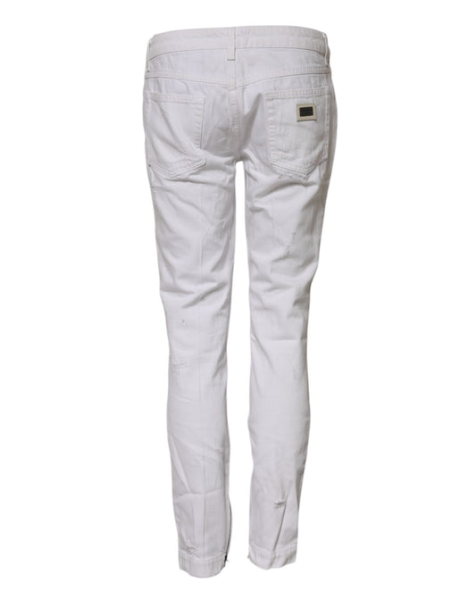 Dolce &amp; Gabbana – Weiße Jeans aus Baumwolle mit mittlerer Taille für Damen
