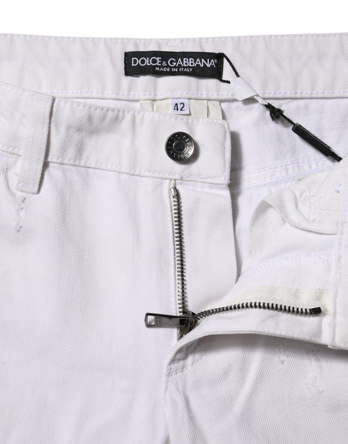 Dolce &amp; Gabbana – Weiße Jeans aus Baumwolle mit mittlerer Taille für Damen