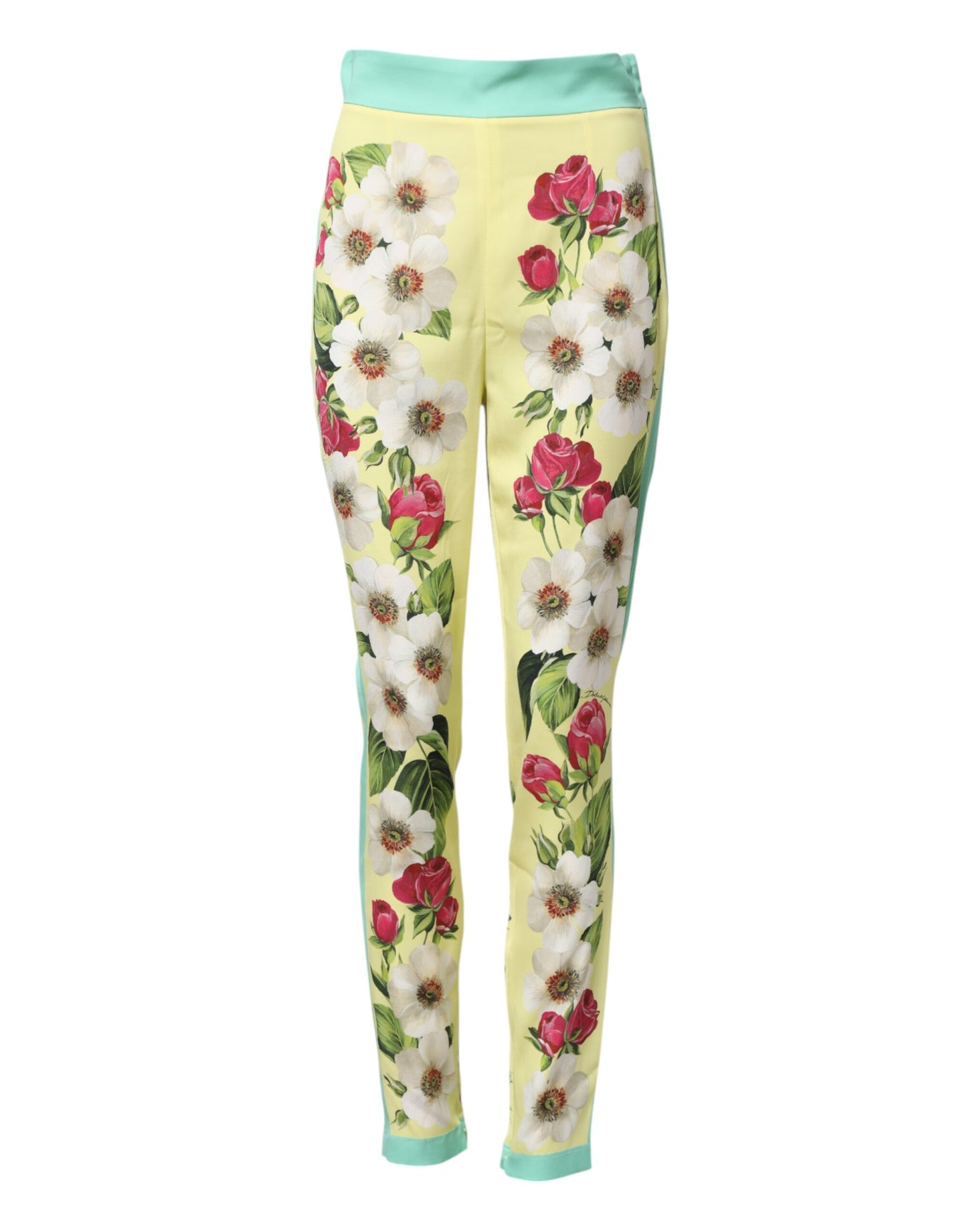 Dolce &amp; Gabbana Leggings aus gelber Seide mit Blumenmuster
