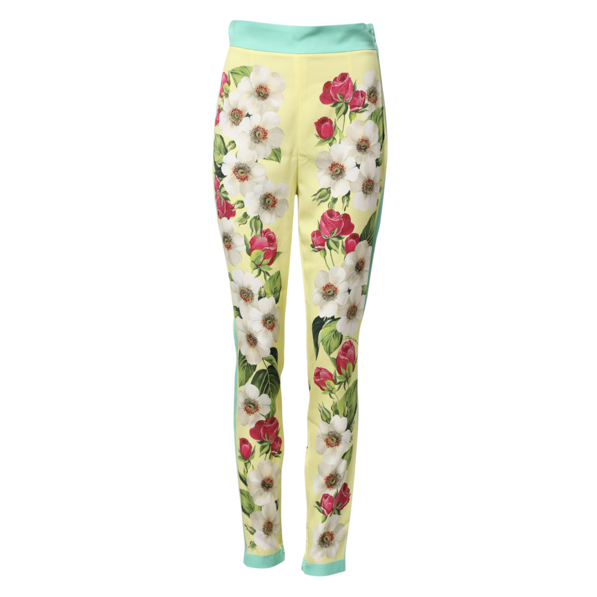 Dolce &amp; Gabbana Leggings aus gelber Seide mit Blumenmuster
