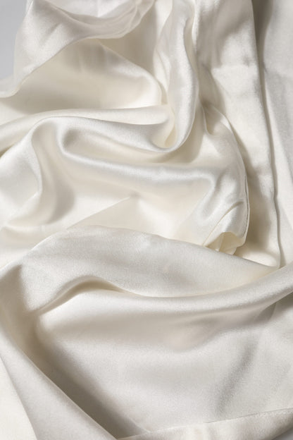 Dolce &amp; Gabbana – Konische Hose aus elfenbeinfarbener Seide mit hoher Taille