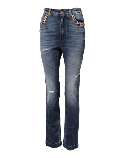 Dolce &amp; Gabbana – Blaue Jeans mit Strassverzierung