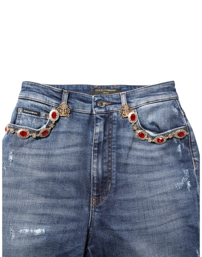 Dolce &amp; Gabbana – Blaue Jeans mit Strassverzierung
