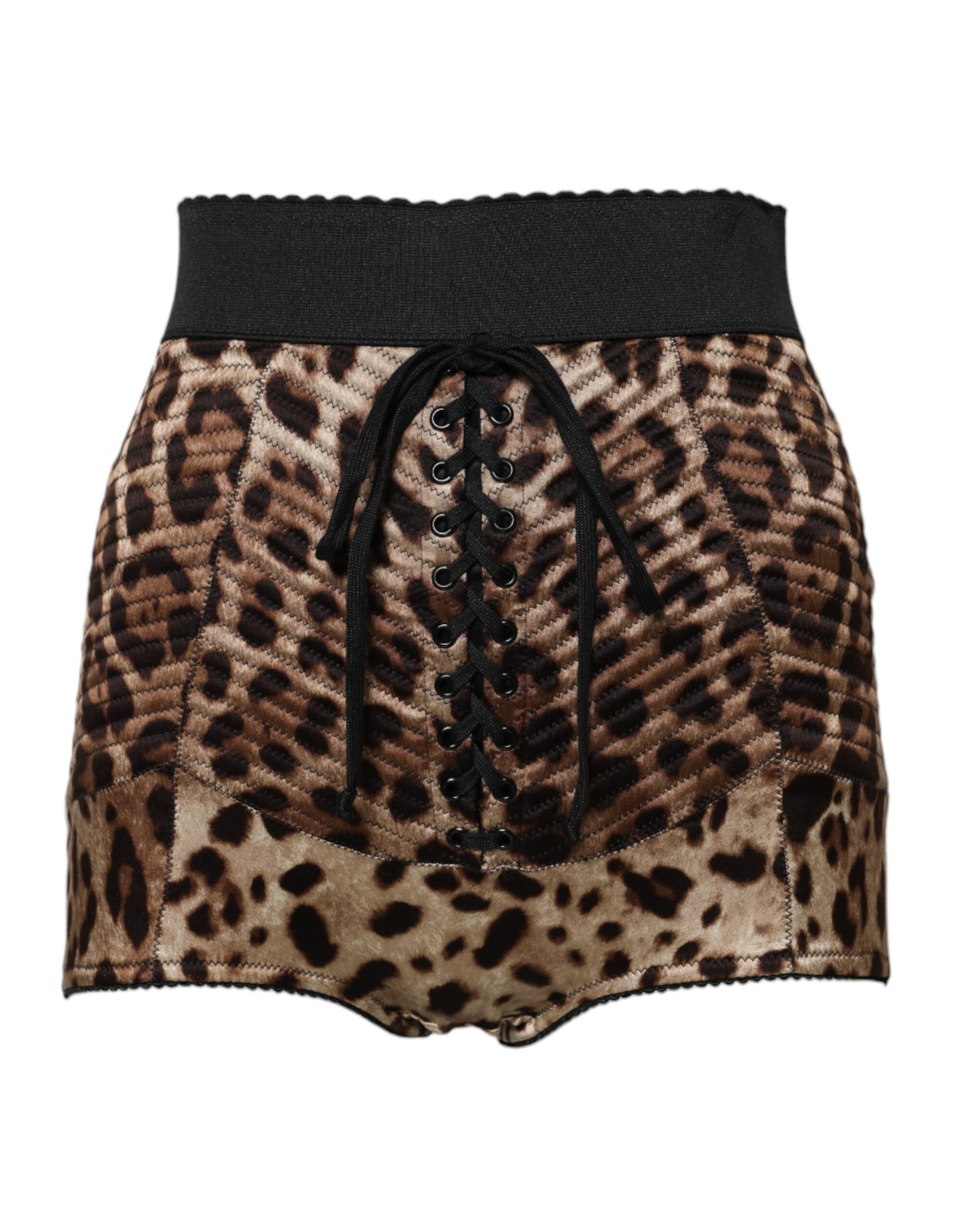 Dolce &amp; Gabbana – Braune Hotpants-Shorts mit hoher Taille und Leopardenmuster