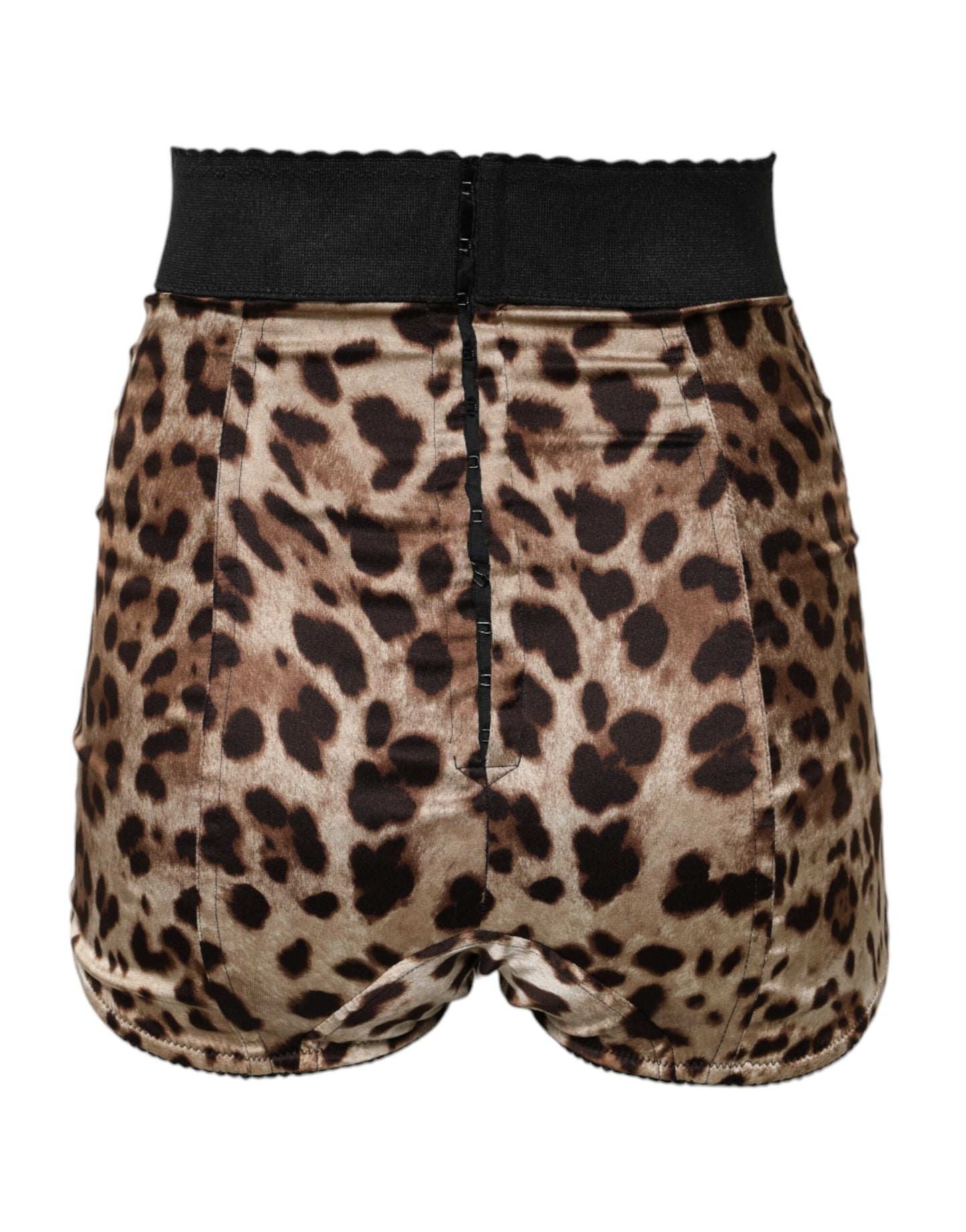 Dolce &amp; Gabbana – Braune Hotpants-Shorts mit hoher Taille und Leopardenmuster