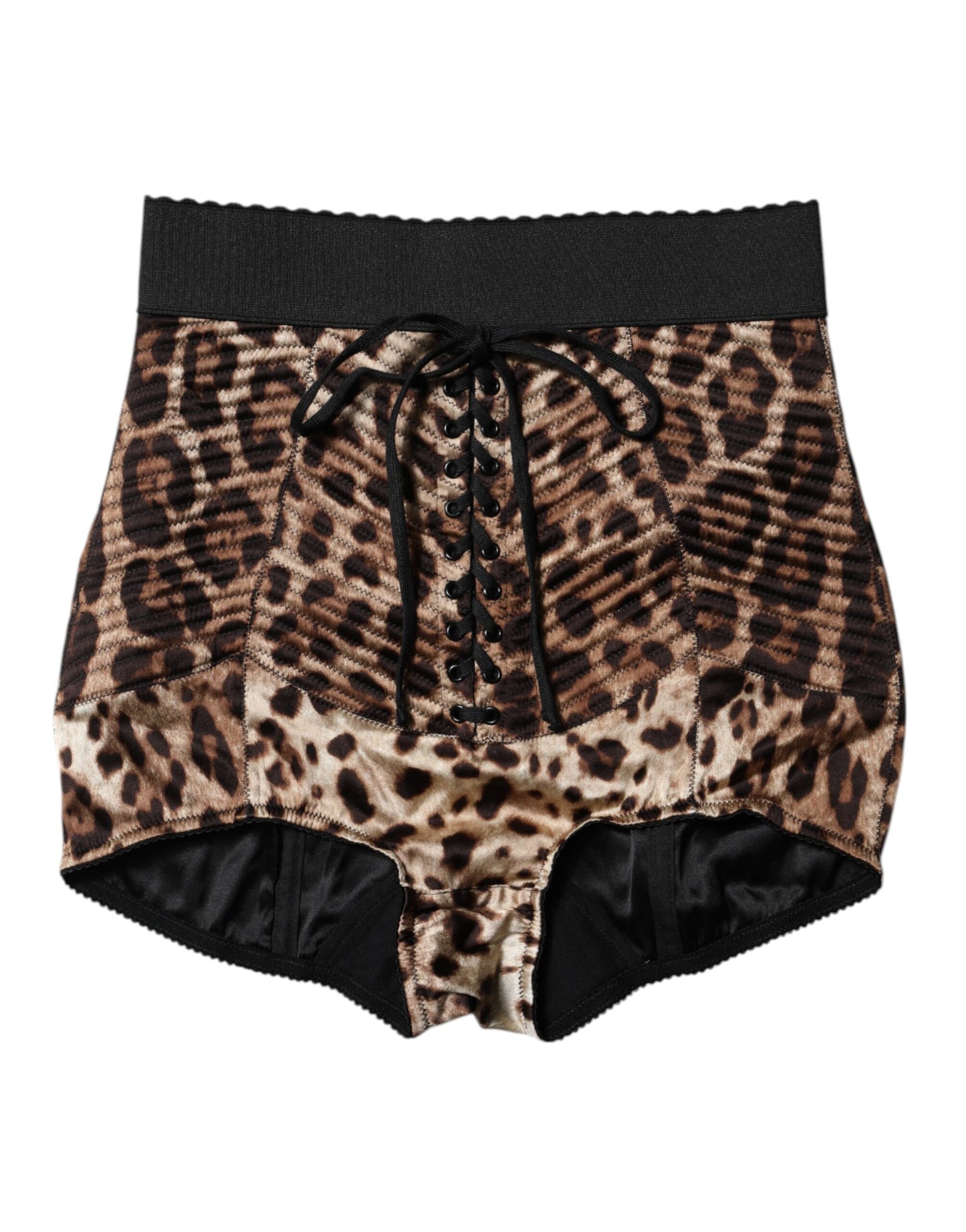 Dolce &amp; Gabbana – Braune Hotpants-Shorts mit hoher Taille und Leopardenmuster