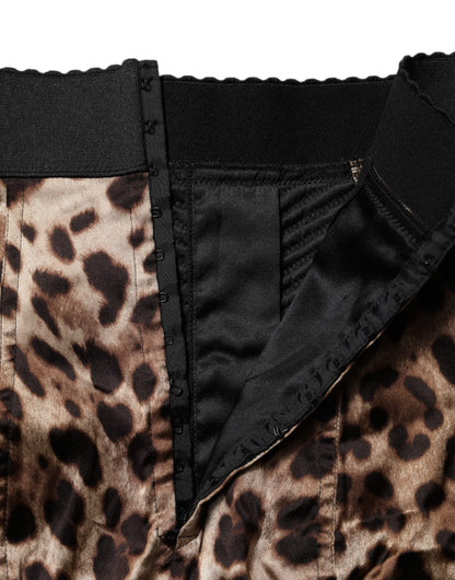 Dolce &amp; Gabbana – Braune Hotpants-Shorts mit hoher Taille und Leopardenmuster
