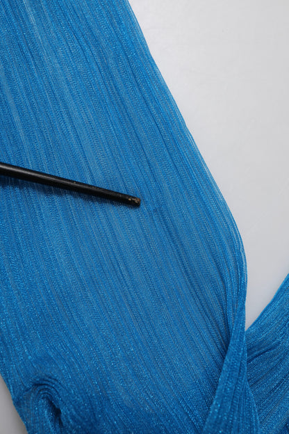 Dolce &amp; Gabbana – Durchsichtiges Rollkragenoberteil mit langen Ärmeln in Blau