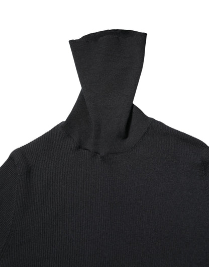 Dolce &amp; Gabbana – Schwarzes Strickblusen-Top aus Kaschmir mit Rollkragen