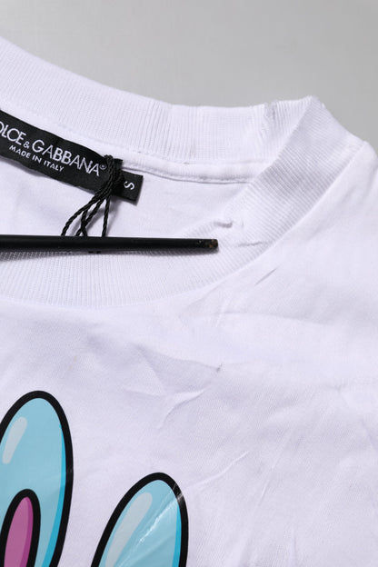 Dolce &amp; Gabbana – Weißes Baumwoll-T-Shirt mit Rundhalsausschnitt und grafischem Print
