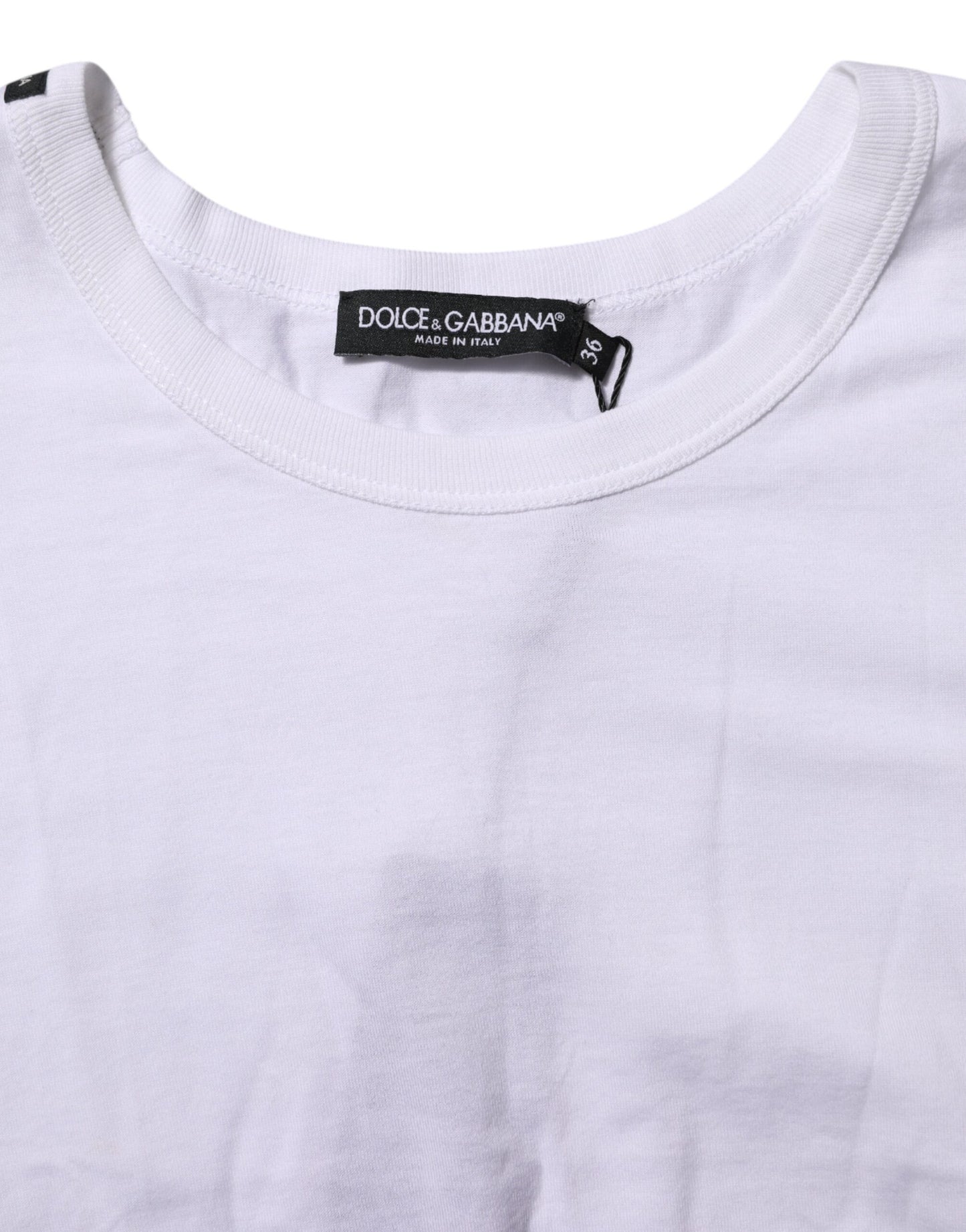 Dolce &amp; Gabbana – Kurzes T-Shirt aus weißer Baumwolle mit kurzen Ärmeln