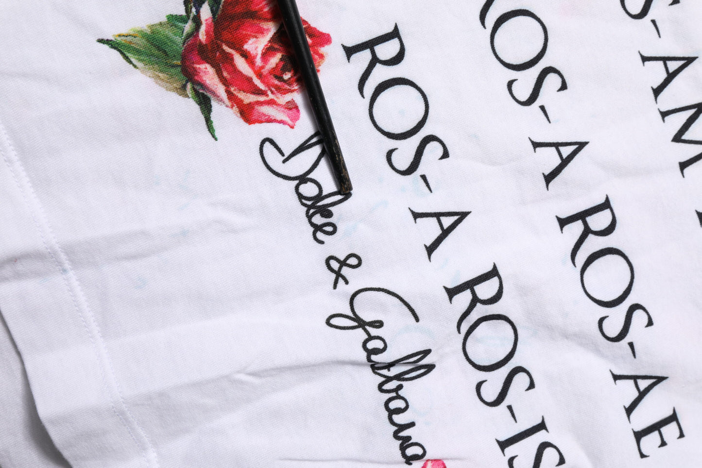 Dolce &amp; Gabbana Weißes, ärmelloses Rundhals-Top aus bedruckter Baumwolle