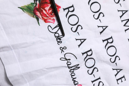 Dolce &amp; Gabbana Weißes, ärmelloses Rundhals-Top aus bedruckter Baumwolle