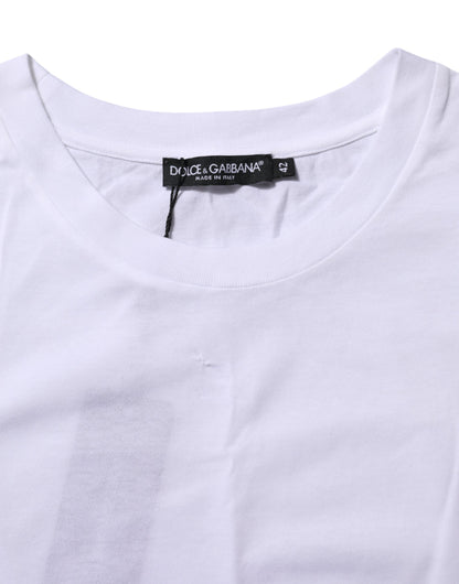 Dolce &amp; Gabbana – Weißes T-Shirt aus Baumwolle mit Rundhalsausschnitt und kurzen Ärmeln