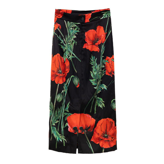 Dolce & Gabbana Bicolor Silk Midi Skirt