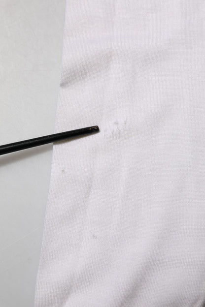 Dolce & Gabbana White Cashmere Logo V-neck Pullover Sweater