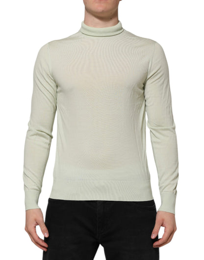 Dolce &amp; Gabbana Mintgrüner Rollkragenpullover aus Wolle