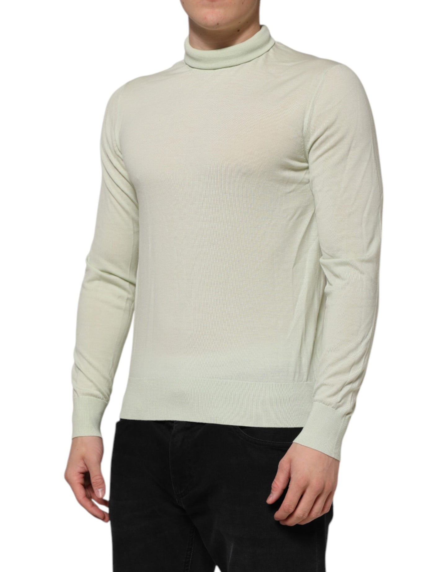 Dolce &amp; Gabbana Mintgrüner Rollkragenpullover aus Wolle