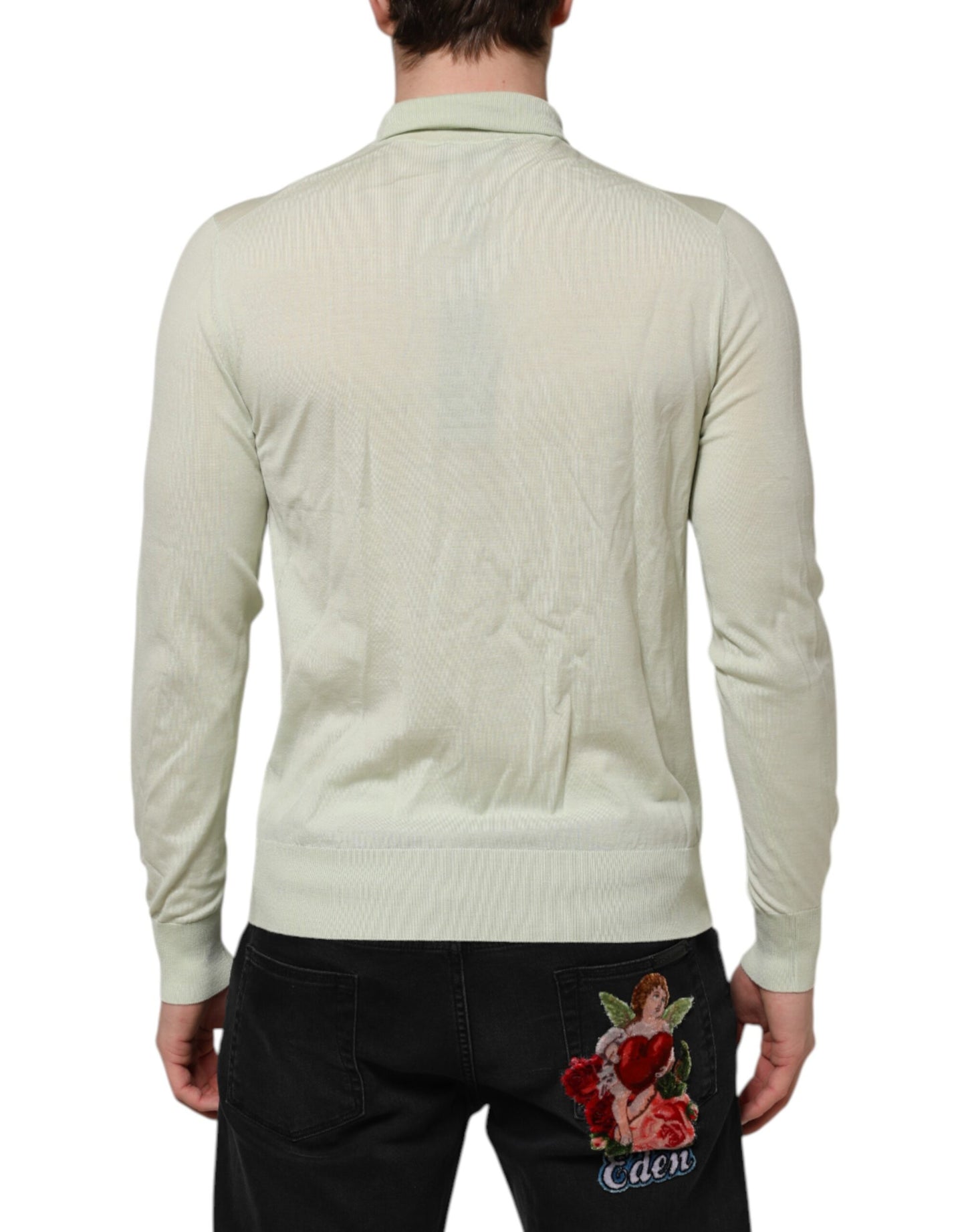 Dolce &amp; Gabbana Mintgrüner Rollkragenpullover aus Wolle