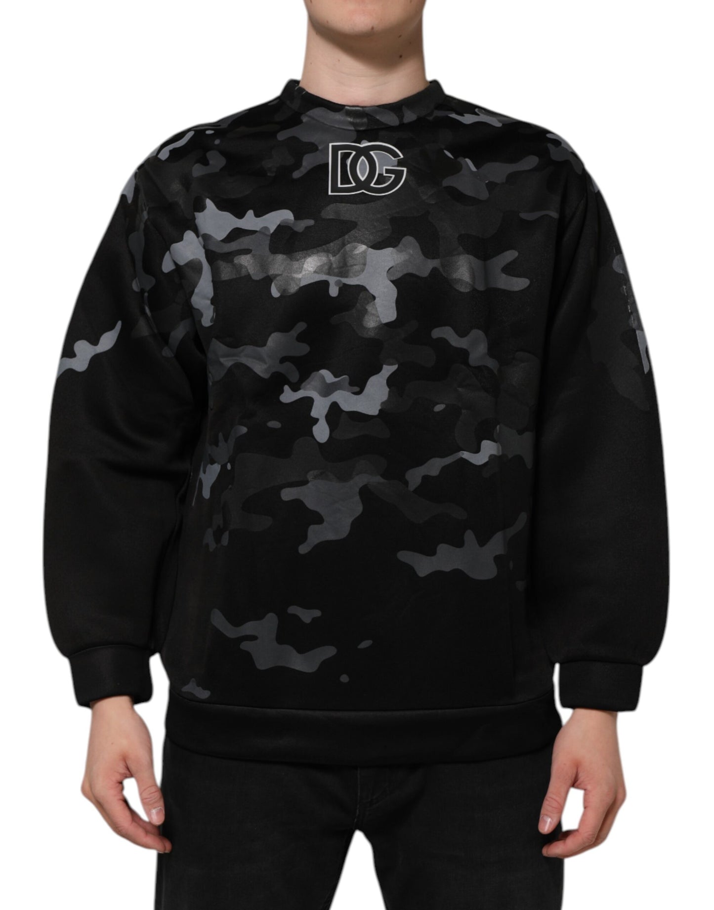 Dolce & Gabbana Black Camouflage Pullover Sweatshirt Sweater