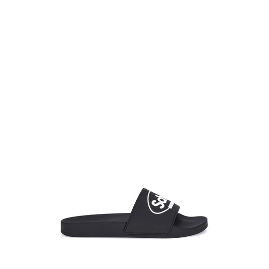 Balenciaga Schwarze flache Gummisandalen