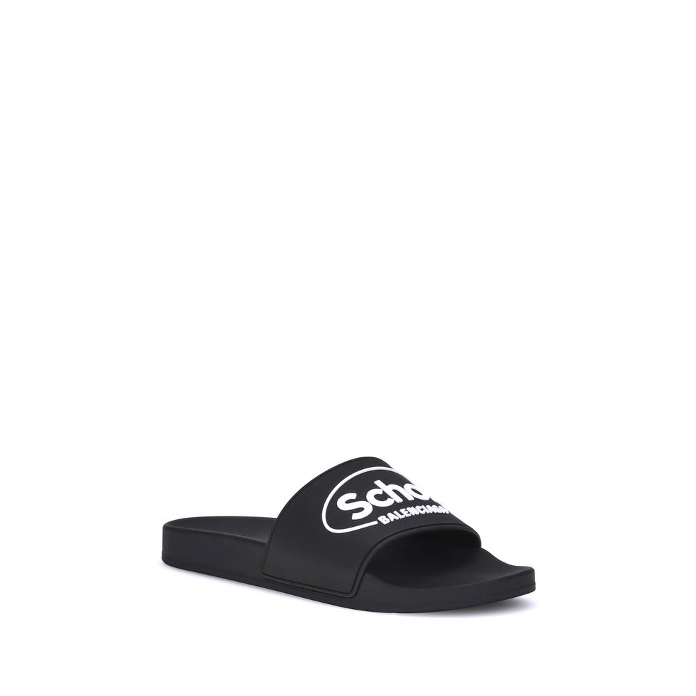 Balenciaga Schwarze flache Gummisandalen